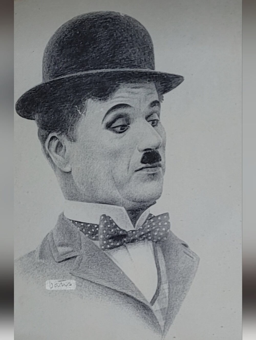 Vintage Style Charlie Chaplin Portrait Print in Black & White